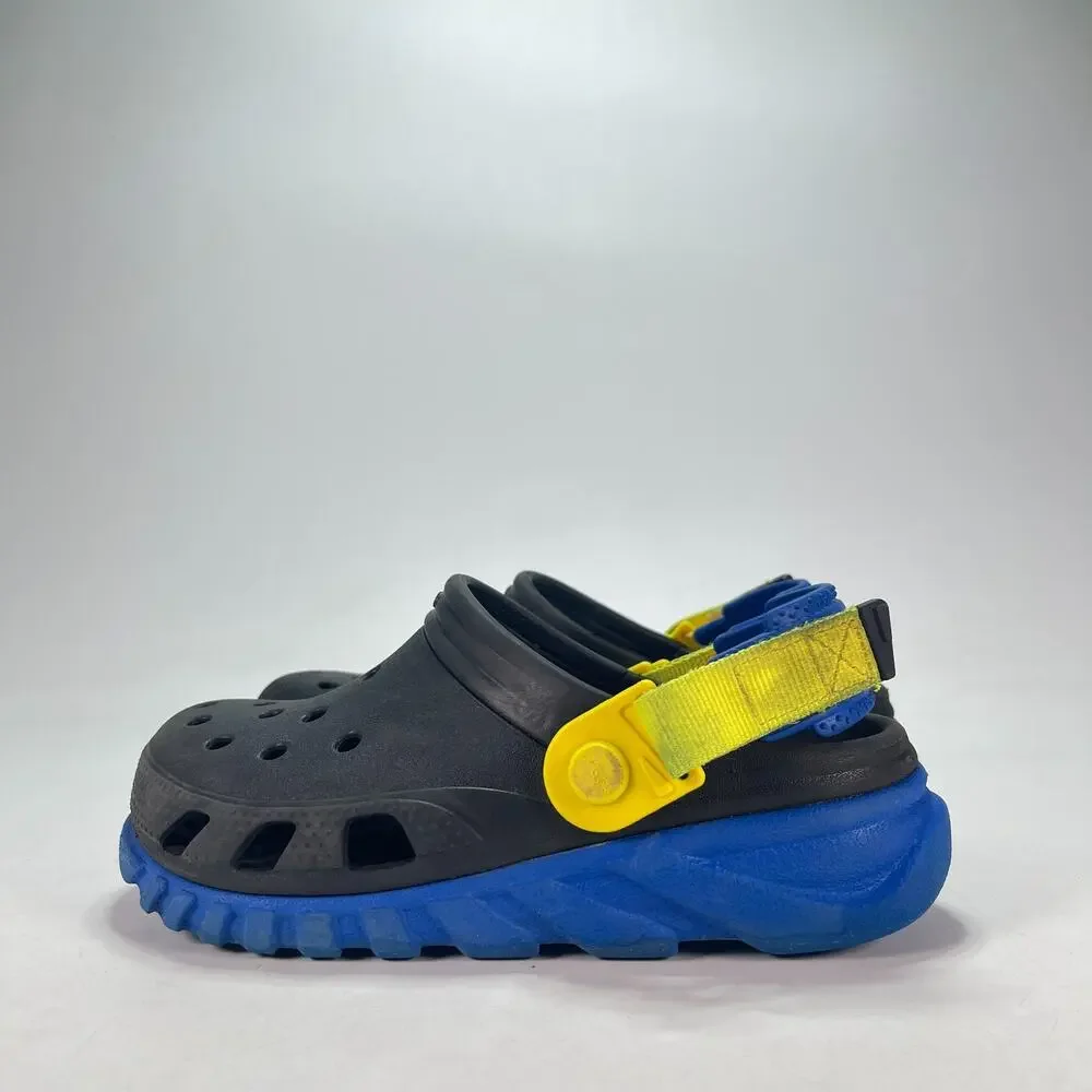 Crocs Duet Max II Clogs Black Blue Comfort Adjustable Strap Sandals Youth Size 2